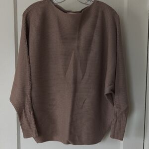 Philosophy Ribbed Taupe Crewneck Sweater